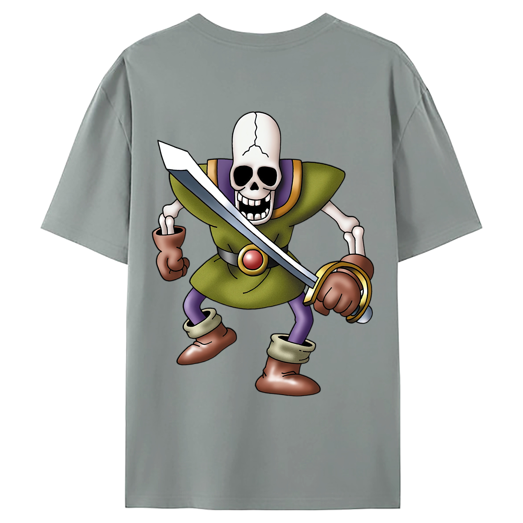 （画像用） ドラゴンクエスト Doragon Kuesuto Dragon Quest 綿100％ メンズ半袖Tシャツ（バックプリント） 通気性